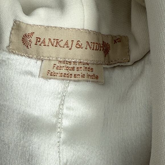 Anthropologie x Pankaj and Nidhi Blazer Floral Embroidered Freya White XS - Picture 6 of 13